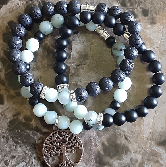Amazonite Lava Stone Healing Combo Set - Picture 2 of 3